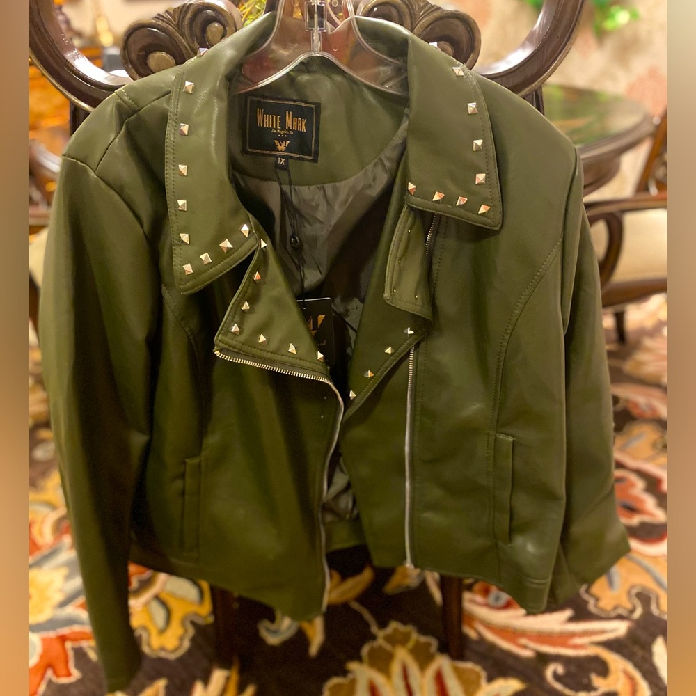 Olive green moto jacket - Picture 1 of 3